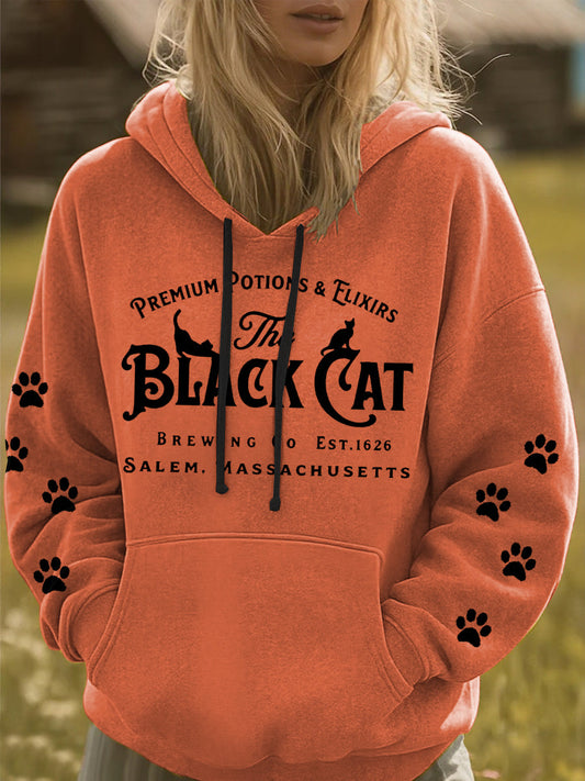 Women's Halloween Black Cat Hoodie