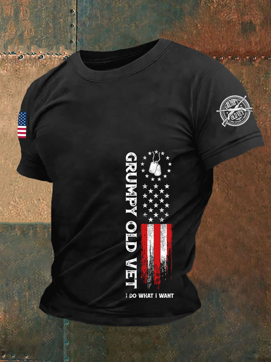 Men's Grumpy Old Vet I Do What I What Short Sleeves T-shirt