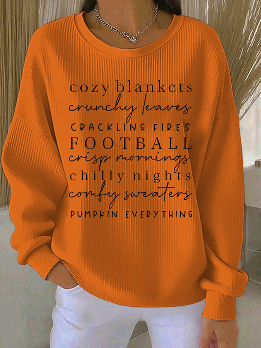 Women’s Cozy Blankets Crunchy Leaves Printed Sweatshirt