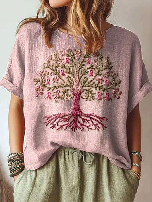 Women's Breast Cancer Pink Ribbon Tree Tops