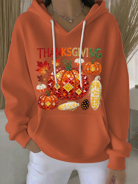 Women's Thanksgiving Print Casual Hoodie