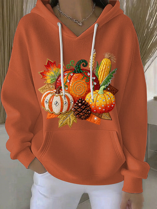 Women's Thanksgiving Print Casual Hoodie