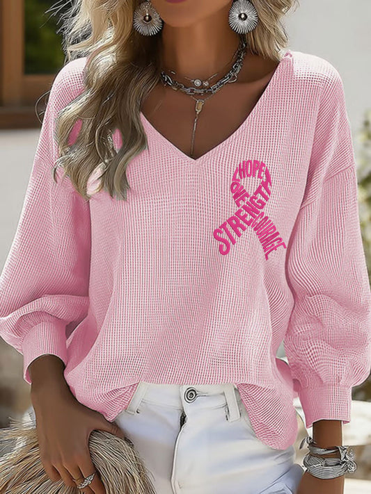 Women's Hope Strength Love Courage Breast Cancer Awareness Tops