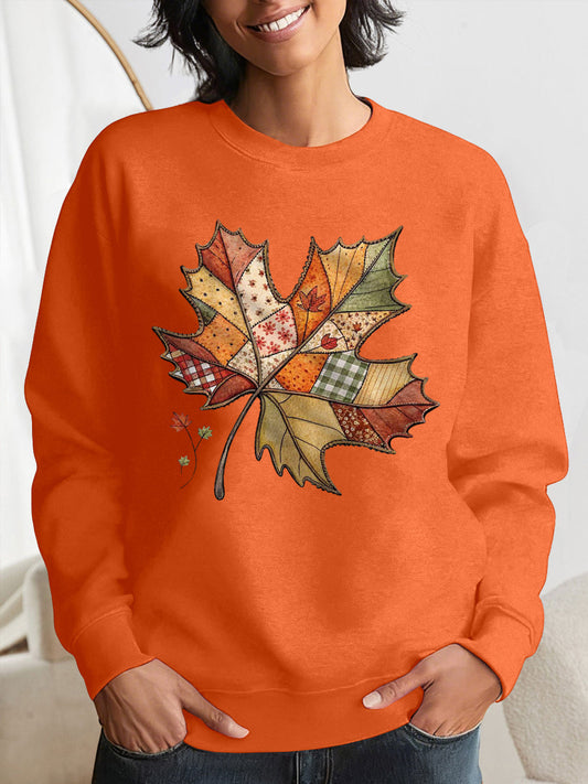 Women's Thanksgiving Fall Leaves Print Sweatshirt