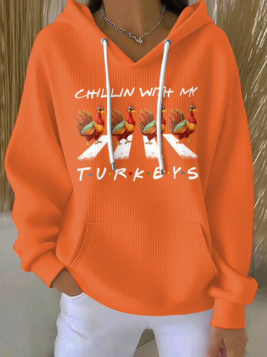 Women's Thanksgiving Turkey Print Hoodie