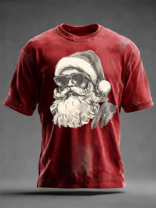Men's Funny Christmas Santa Claus Print Casual T-shirt