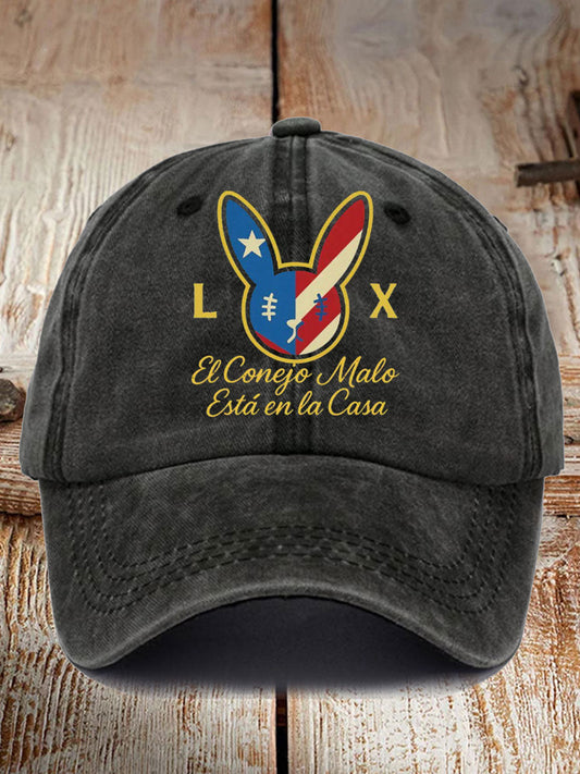 Unisex Bunny Football Music Lover Print Hat