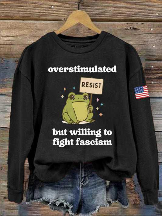 Women's Retro Resist Frog Print Sweatshirt