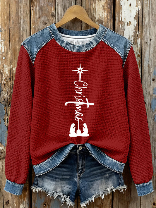 Women's Christmas Cross Print Casual Top