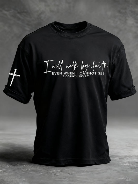 Men's Walking by Faith Tripping Constantly Cross Short Sleeve T-shirt
