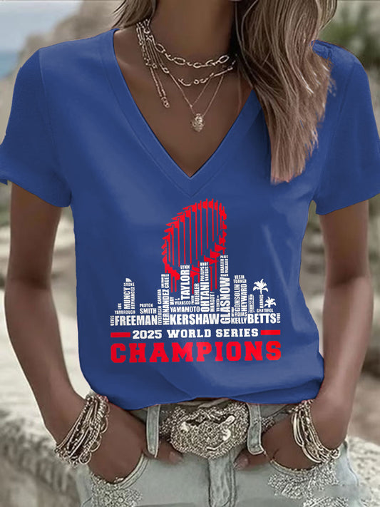 Women's Baseball Lover Champion Printed T-shirt