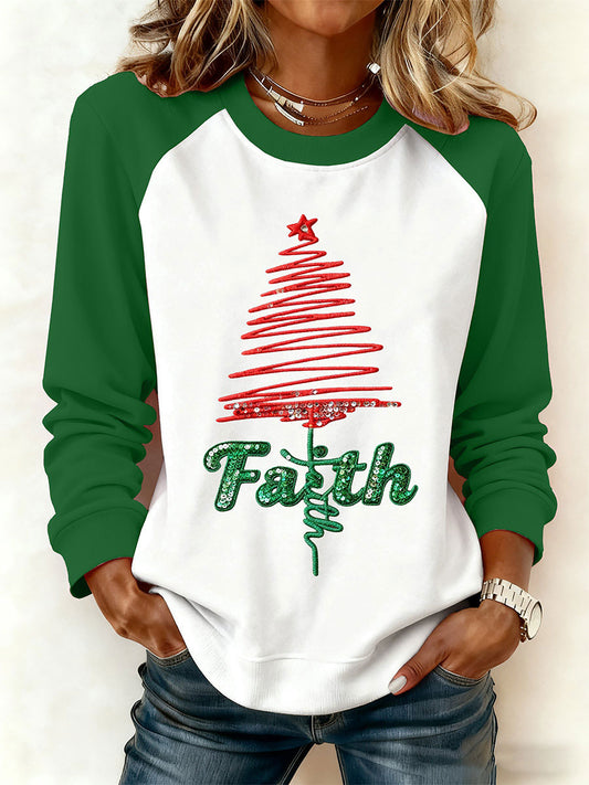 Women's Faith Christma Tree Sweatshirt
