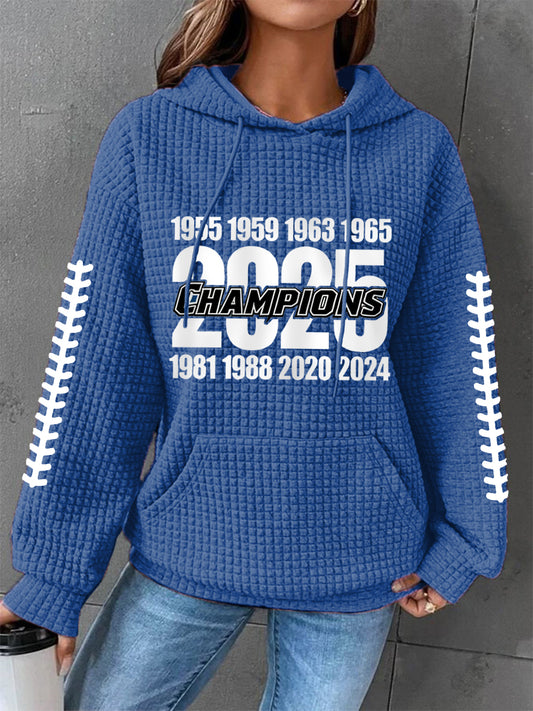 Women's Baseball Still Champions 2025 Print Casual Waffle Hoodie