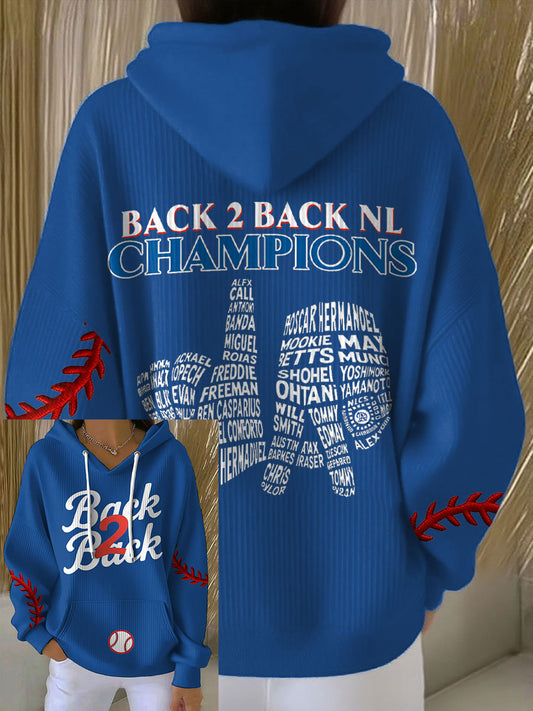 Women's Baseball Lover Champion Back 2 Back Printed Hoodie