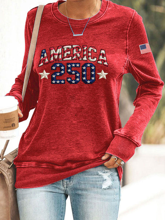 Women's American 250th Anniversary Printed Casual Sweatshirt