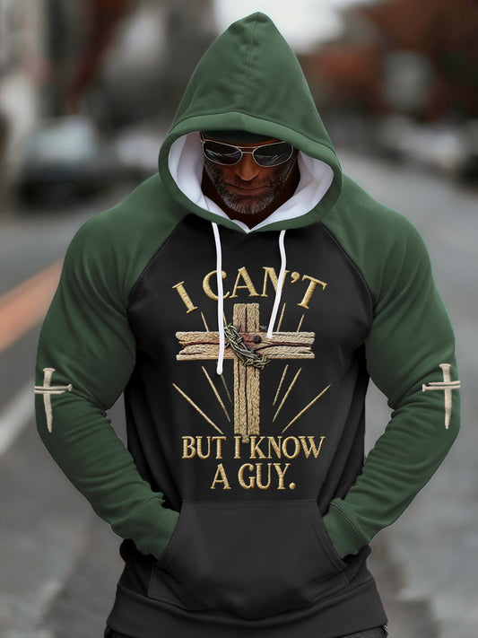 Men'sI Can't But I Know A Guy Cross Print Casual Hoodie