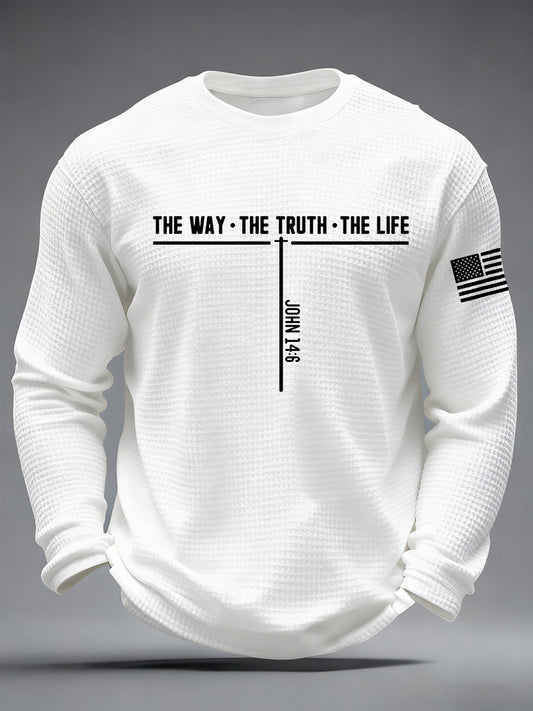 Men's Jesus The Way The Truth The Life Cross Waffle Long Sleeve T-Shirt