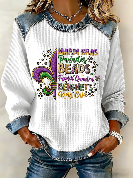 Women's Mardi Gras Print Casual Top