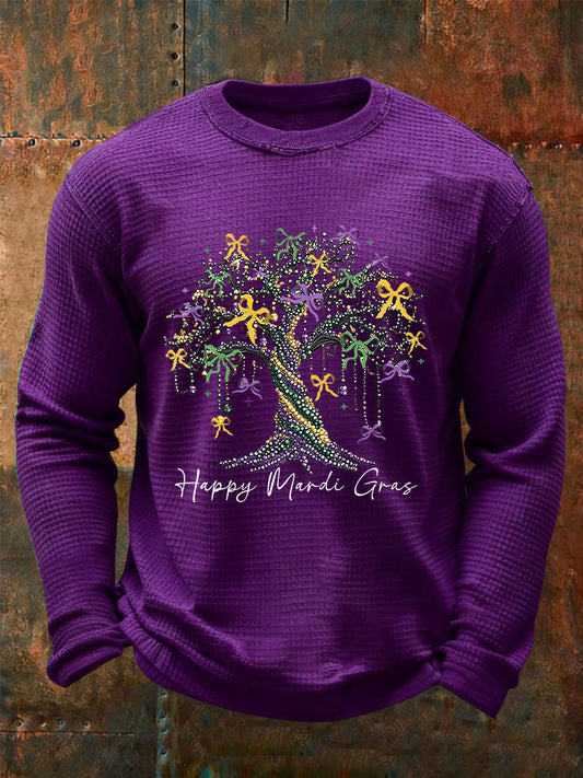 Men's Mardi Gras Waffle Print Casual T-Shirt