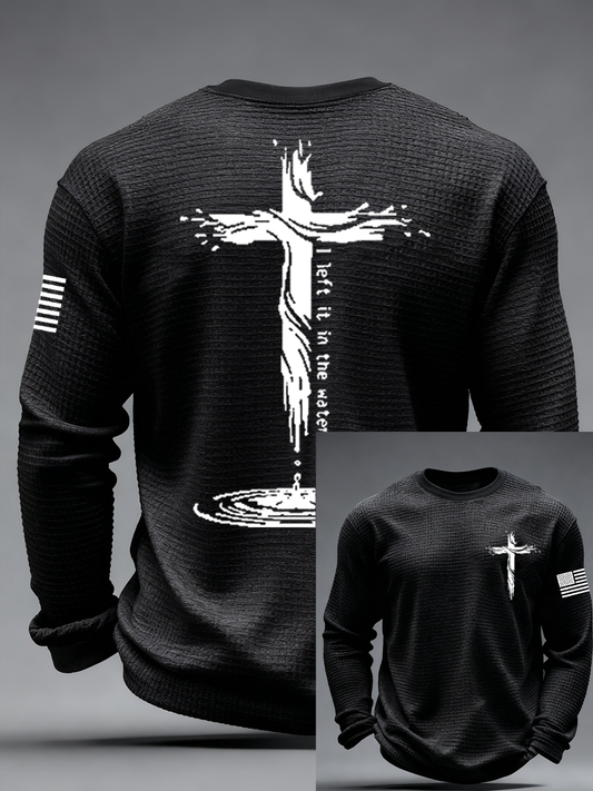 Men's I Left It In The Water Cross Waffle Long Sleeve T-Shirt