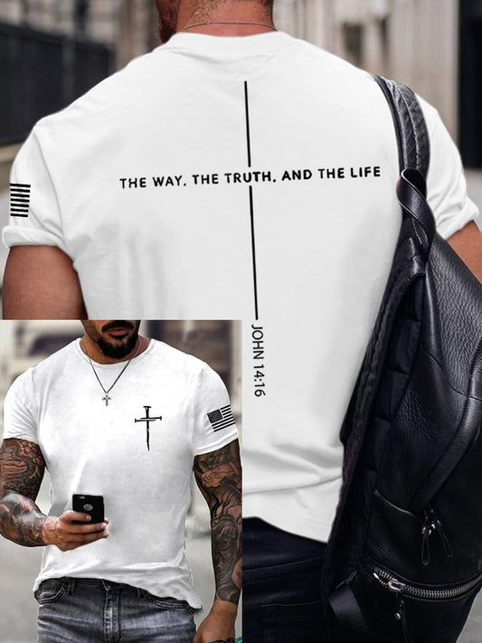 Men's Jesus The Way The Truth The Life John 14:6 Christian Cross Short Sleeve T-shirt