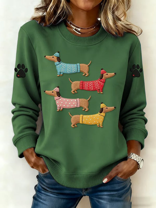 Women's Dachshund Print Sweatshirt