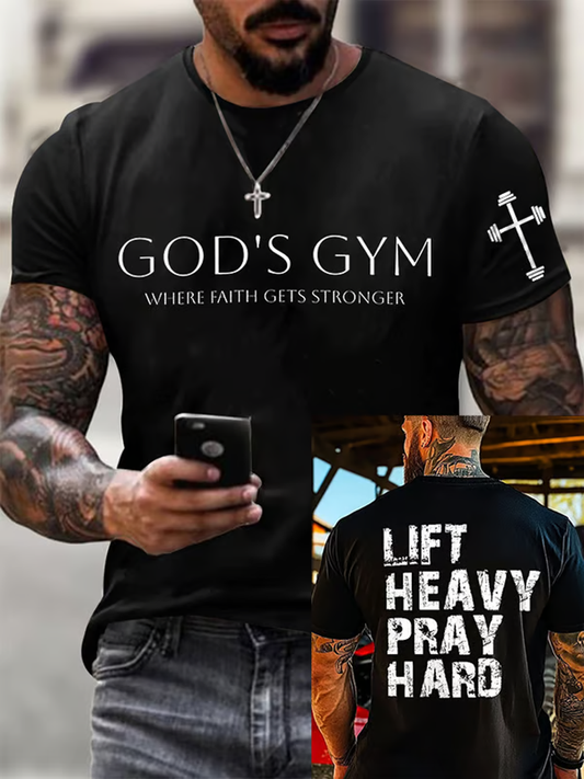 Men's Retro Gym Faith Print T-Shirt