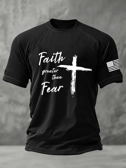Men's Faith Greater Than Fear Cross Short Sleeve t-shirt