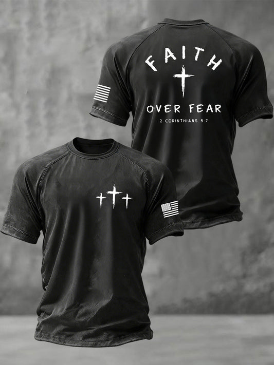 Men's Faith Over Fear Christian Cross Short Sleeve t-shirt