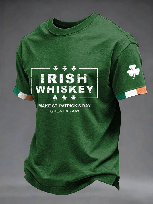 Men's Irish Whiskey Make St. Patrick's Day Great Again Short Sleeves T-shirt