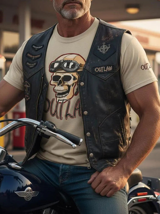 Men's Outlaw Biker Skull T-Shirts