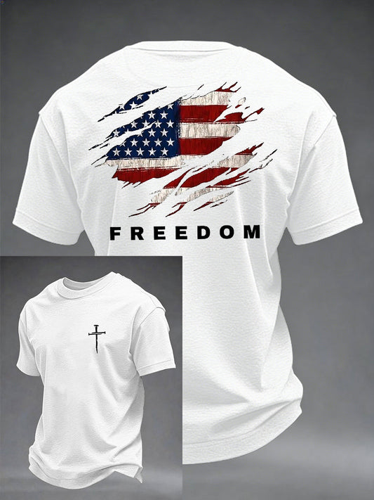 Men's Christian Freedom Cross Flag Short Sleeve T-shirt
