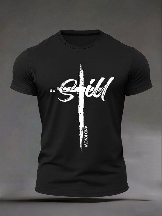 Men's 'Be Still And Know' Printed Casual T-Shirt
