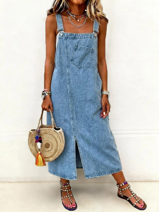 Women's Casual Mid-Length Denim Jumper Dress