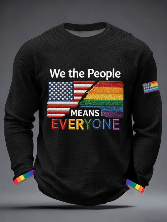 Men's 'We The People Means Everyone' Printed Waffle Long Sleeve T-Shirt