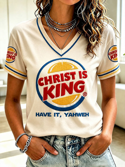 Women's 'Christ is King' V-neck T-shirts