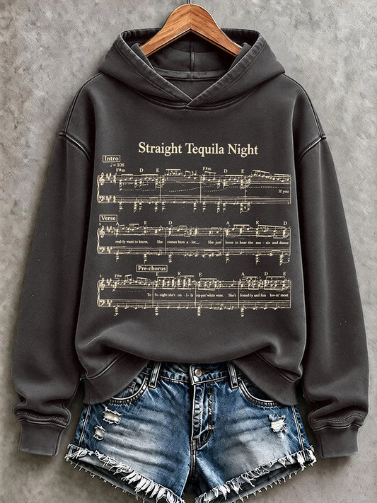 Women's Straight Tequila Night Print Regular Sweatshirt