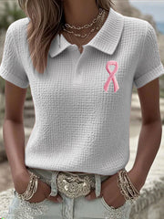 Women's Breast Cancer Pink Waffle Ribbon Tops