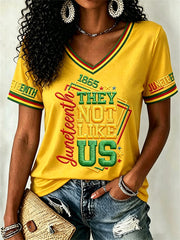 Women's Juneteenth They Not Like Us Since 1865 Print Casual Tee
