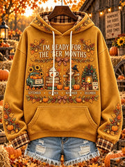Women's autumn and winter theme pattern design casual hoodie