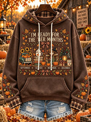 Women's autumn and winter theme pattern design casual hoodie