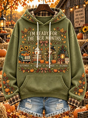 Women's autumn and winter theme pattern design casual hoodie