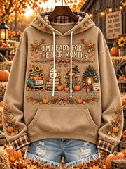Women's autumn and winter theme pattern design casual hoodie