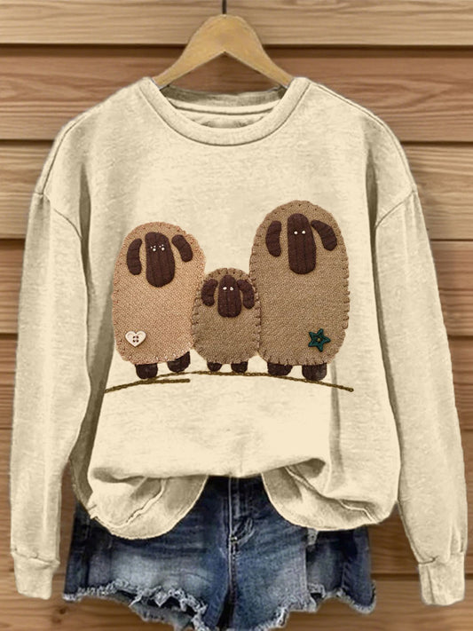Women's Cute Sheep Patchwork Art Sweatshirt