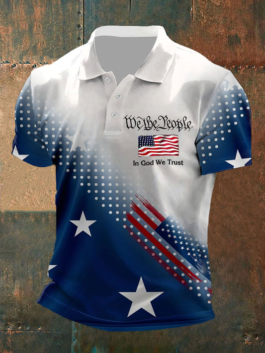 Men's In God We Trust Printed Casual Polo Shirt