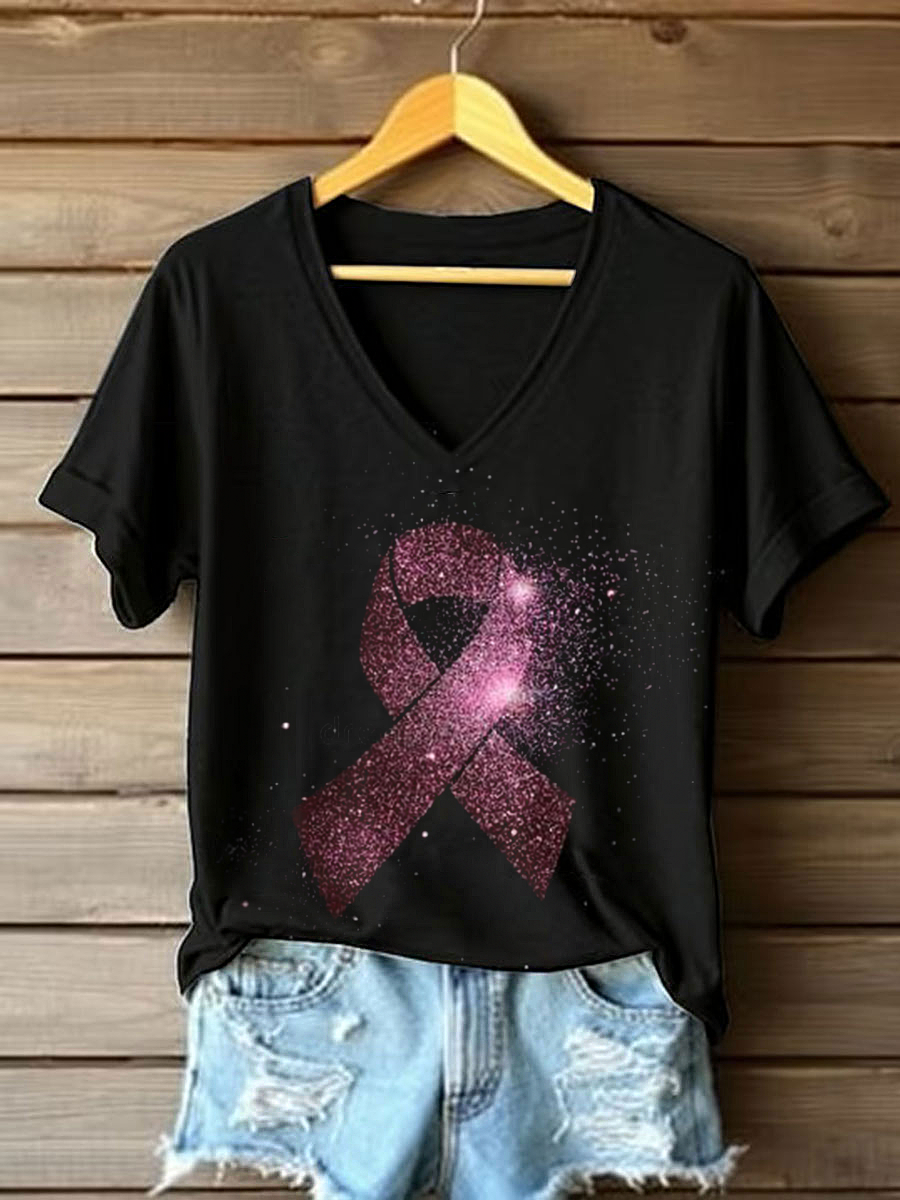 Women's Breast Cancer Awareness Print Casual T-Shirt