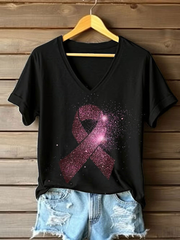 Women's Breast Cancer Awareness Print Casual T-Shirt
