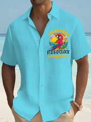 Men's I‘m Retired It‘s 5 O'clock Everywhere Parrot Casual Short Sleeve Shirt