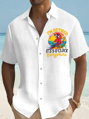 Men's I‘m Retired It‘s 5 O'clock Everywhere Parrot Casual Short Sleeve Shirt