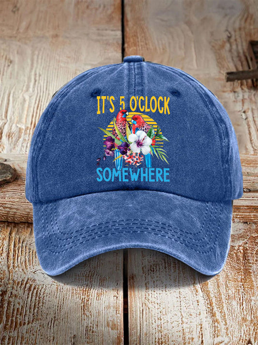 Unisex It's 5 O'clock Somewhere Parrot Print Hat